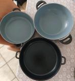 Sola 3x 1 wok 32 cm 2 hapjes pannen 33 cm /hoge koekepan, Ophalen, Gebruikt, Pannenset