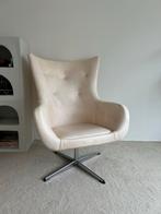 Vintage Draaifauteuil wit skai, Huis en Inrichting, Fauteuils, Ophalen, 75 tot 100 cm, Retro, Vintage, Metaal