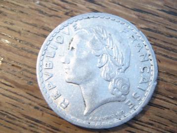 Bevrijd Frankrijk 5 Francs 1949, WW2 #490 beschikbaar voor biedingen