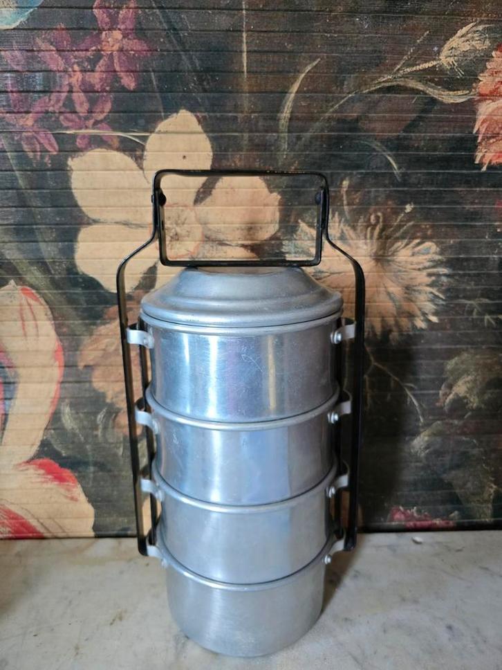 Aluminium rantang etensdrager, Antiek en Kunst, Antiek | Keukenbenodigdheden, Ophalen of Verzenden