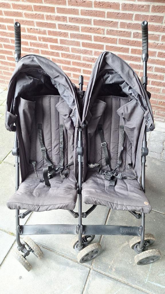 Mooie Topmark Twin buggy zwart tweelingbuggy, Kinderen en Baby's, Buggy's, Zo goed als nieuw, Duomodel, Regenhoes, Verstelbare rugleuning