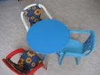 Kindertuinstoeltjes-Tafel-tuinset-4 delig blauw 29042024, Tuin en Terras, Tuinsets en Loungesets, 3 zitplaatsen, Bijzettafel, Tuinset
