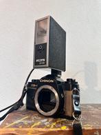 Chinon CE-4 + Mecablitz flitser + Tas, Ophalen, Gebruikt, Spiegelreflex, Overige Merken