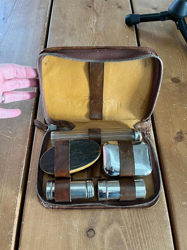 Vintage lederen reistas, Ophalen of Verzenden, Zo goed als nieuw, Bruin