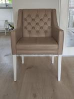 4 LANDELIJKE GECAPITIONEERDE LEREN EETTAFELSTOELEN, Huis en Inrichting, Ophalen, Overige kleuren, Leer, Vier