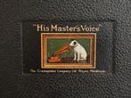 Antieke His Master’s Voice koffergrammofoon + 22 platen, Antiek en Kunst, Ophalen