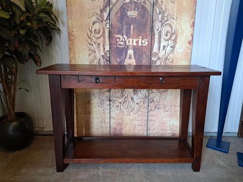 Koloniaal teakhouten sidetable, wandconsole, haltafel, Huis en Inrichting, Tafels | Sidetables, Zo goed als nieuw, 25 tot 50 cm