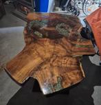 Boomstam salontafel met epoxy rivier, Huis en Inrichting, Ophalen, 50 tot 100 cm, Zo goed als nieuw, Minder dan 50 cm