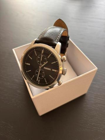 Fossil FS4866 Zwart Horloge - Nieuwe Lederen Band beschikbaar voor biedingen