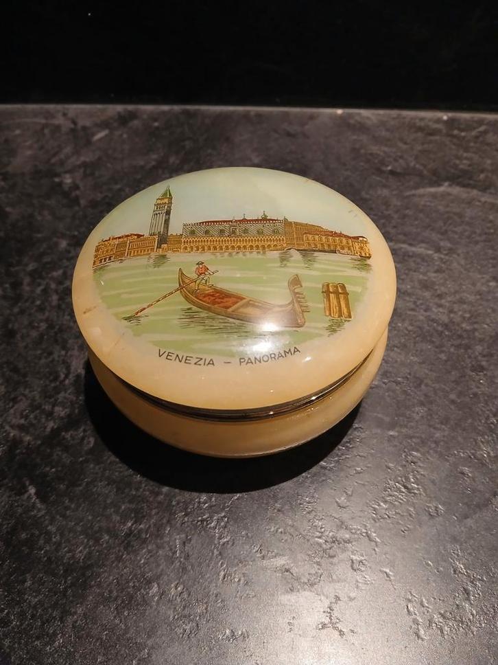 Vintage Albasten Poederdoosje Venetië Jaren 60, Antiek en Kunst, Antiek | Woonaccessoires, Ophalen of Verzenden
