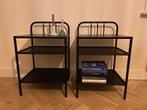 Nachtkastjes 2 stuks, zwart metaal, Huis en Inrichting, Slaapkamer | Nachtkastjes, Minder dan 45 cm, Metaal of Aluminium, Ophalen of Verzenden