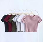 Roze witte rode groene grijze zwarte top o hals shirt dames, Verzenden, Nieuw, Korte mouw
