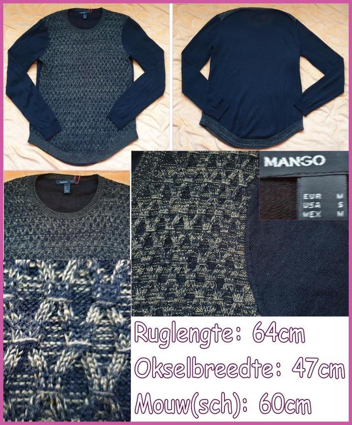 MANGO acrylic-wollen zwart-kaki truitje maat M zgan, Kleding | Dames, Truien en Vesten, Zo goed als nieuw, Maat 38/40 (M), Overige kleuren
