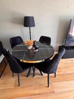 Beautiful marble look dining table with 4 chairs, Huis en Inrichting, Tafels | Eettafels, Ophalen, 100 tot 150 cm, Zo goed als nieuw