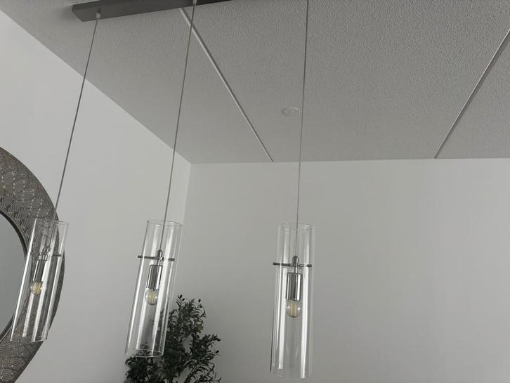Mooie hanglamp voor boven de eettafel, Huis en Inrichting, Lampen | Hanglampen, Gebruikt, 50 tot 75 cm, Glas, Ophalen