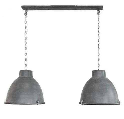 Hanglamp 2L Dubbele Kap Eettafel beton, Huis en Inrichting, Lampen | Hanglampen, Gebruikt, 75 cm of meer, Glas, Kunststof, Metaal