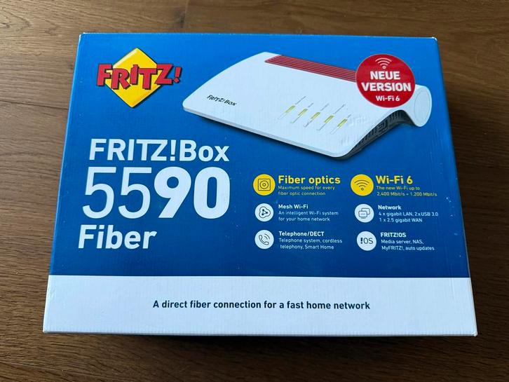 FritzBox 5590 XGS-PON Router - Nieuw in doos, Computers en Software, Routers en Modems, Nieuw, Router met modem, Ophalen of Verzenden
