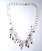Prachtige 925 Zilveren ketting collier met echte Amethist, Sieraden, Tassen en Uiterlijk, Kettingen, Ophalen, Zo goed als nieuw