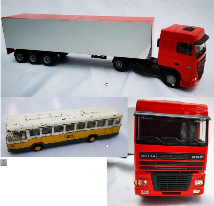 2 Zeldzame Lion Toys DAF Modellen truck dieplader City Bus, Hobby en Vrije tijd, Modelauto's | 1:50, Nieuw, Bus of Vrachtwagen
