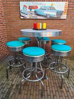 FIFTIES SIXTIES AMERIKAANSE BARKRUKKEN BEL AIR BAR TAFEL, 60 tot 90 cm, 5 krukken of meer, Metaal, Zo goed als nieuw