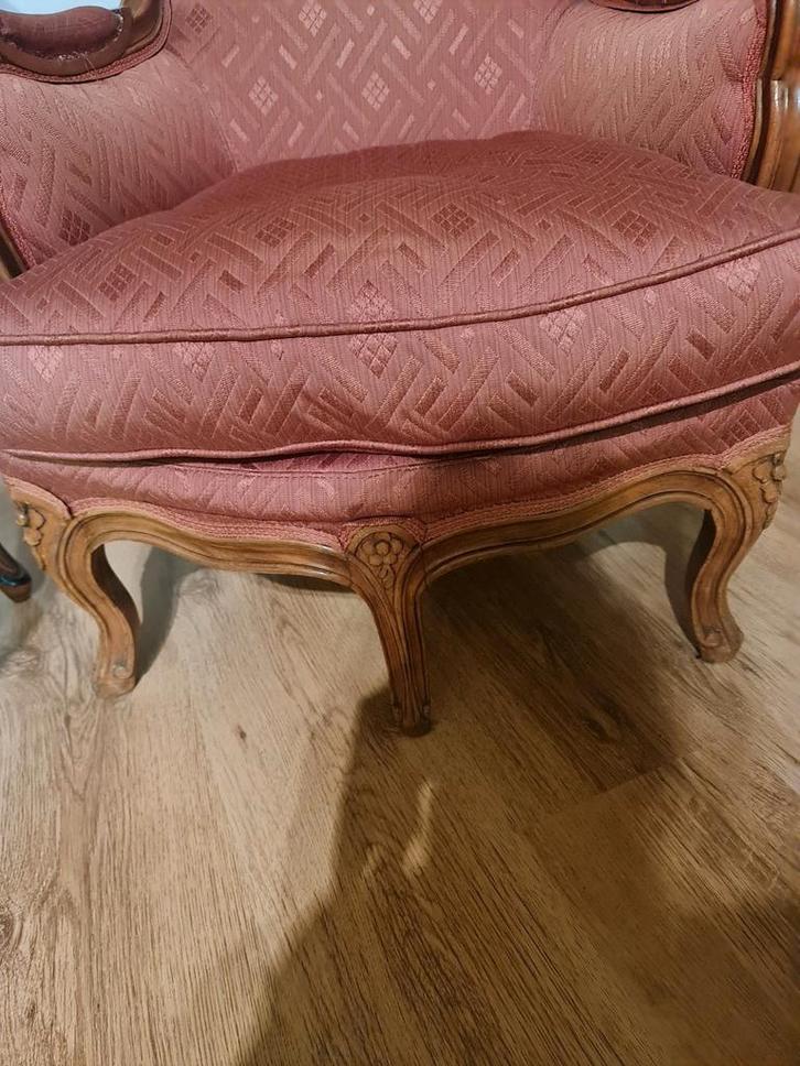 Bergère in Lodewijk XV-stijl, Huis en Inrichting, Fauteuils, Gebruikt, Hout, Stof, 50 tot 75 cm, Minder dan 75 cm, Ophalen