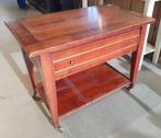 Lotus Houten bijzettafel met lade en wielen, Ophalen, Gebruikt, Klassiek, 75 cm of meer