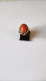 Oude/vintage gouden ring met bloedkoraal, 14 krt, Sieraden, Tassen en Uiterlijk, Antieke sieraden, Verzenden, Goud, Ring, Met edelsteen
