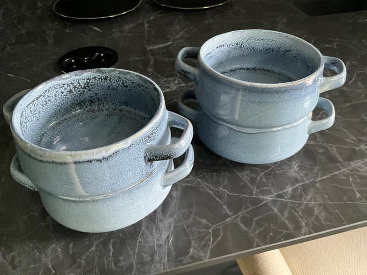 Stoere soepkommen, Huis en Inrichting, Keuken | Servies, Zo goed als nieuw, Kom(men), Overige stijlen, Aardewerk, Ophalen of Verzenden