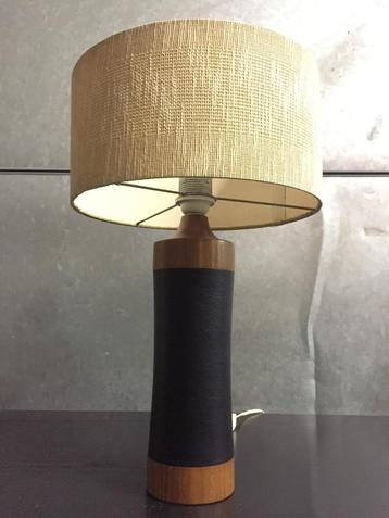 Vintage jaren 50 60 teak en leer lamp Bergboms Scandinavie