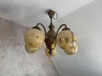 Oude plafondlamp - 5 armige  kroonluchter Scailmont art deco, Huis en Inrichting, Lampen | Plafondlampen, Ophalen, Gebruikt, Glas