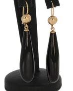 Zwart koraal 14k gouden vintage dames oorbellen antiek, Verzenden, Goud, Oorbellen, Met edelsteen