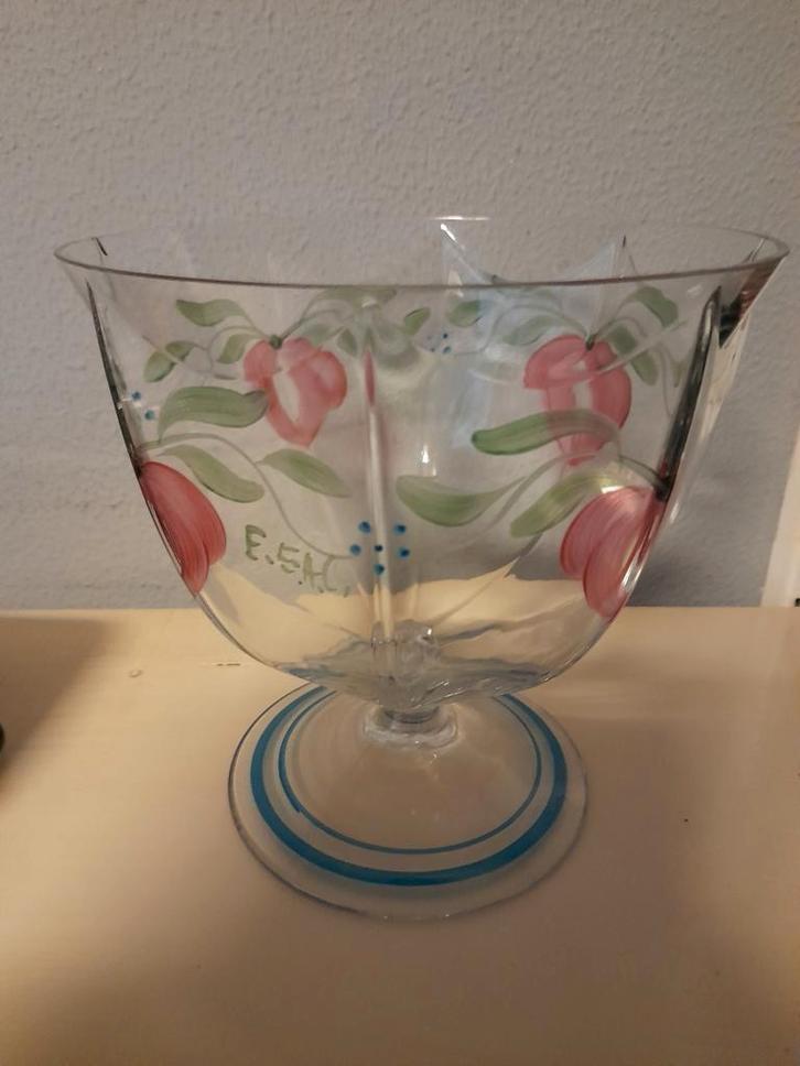 Antiek gesigneerd glas werk, Verzamelen, Glas en Borrelglaasjes, Zo goed als nieuw, Bierglas, Ophalen of Verzenden