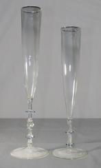 Antiek mondgeblazen fluitglazen blauw noppen, Jos Böhm, 1970, Antiek en Kunst, Ophalen of Verzenden