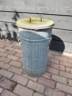 Oude hoge zinken emmer met deksel / prullenbak, Tuin en Terras, Bloembakken en Plantenbakken, Ophalen, Minder dan 60 cm, Rond