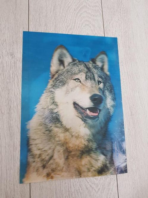 3D wolvenprint, Huis en Inrichting, Woonaccessoires | Schilderijen, Tekeningen en Foto's, Zo goed als nieuw, Print, Minder dan 50 cm