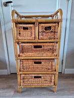 Vintage rotan kastje met lades, Huis en Inrichting, Kasten | Ladekasten, Ophalen, Overige materialen, Minder dan 50 cm, Gebruikt