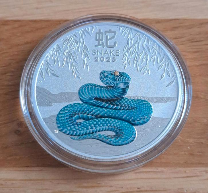 1 oz Perth Mint Lunar 3 Snake Colour 2025 zilveren munt, Postzegels en Munten, Edelmetalen en Baren, Zilver, Verzenden