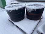 2 houten bloembakken, Ophalen, Rond, Zo goed als nieuw, Vv
