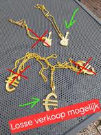 NIEUW 2x Nep gouden kettingen - euro teken - gitaar, Overige materialen, Met strass, Nieuw, Ophalen of Verzenden