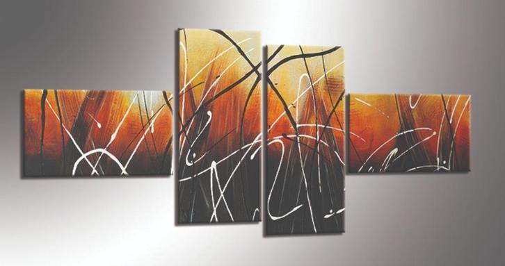 Nieuw * 4 Luik van Canvas * Art Abstract 70x160cm, Antiek en Kunst, Kunst | Schilderijen | Abstract, Ophalen of Verzenden