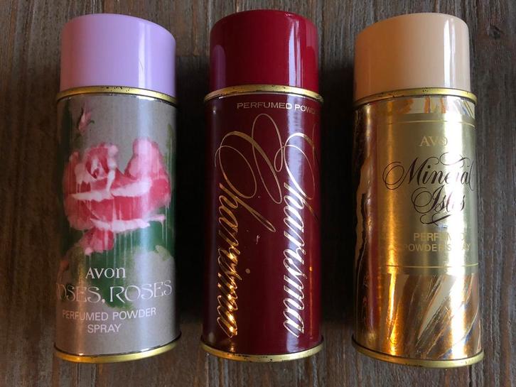 3 x Vintage Parfum poeder mist spray AVON, Sieraden, Tassen en Uiterlijk, Uiterlijk | Lichaamsverzorging, Zo goed als nieuw, Overige typen