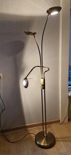Messing staande leeslamp met dimfunctie, Huis en Inrichting, Lampen | Vloerlampen, Ophalen, Gebruikt, 150 tot 200 cm, Industrieel