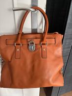 Michael Kors Cognac Leren Tas - Zilver Afwerking, Ophalen of Verzenden, Zo goed als nieuw, Bruin, Handtas