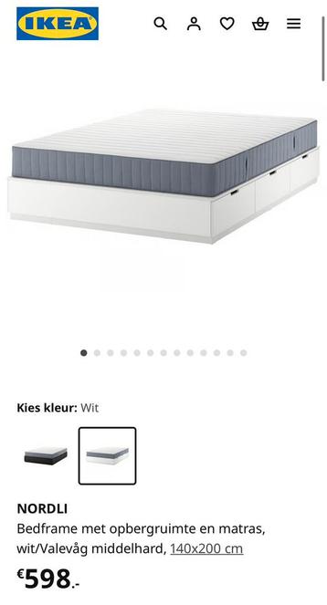 Ikea Nordli bedframe met opbergruimte en matras - afbeelding 4