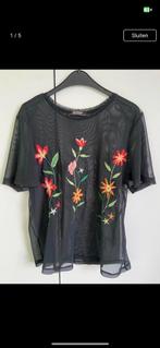 T-shirt  Mesh bloemen zara 36 S, Ophalen of Verzenden, Zo goed als nieuw, Zara, Zwart
