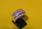Zilveren ring met 27 zirkonia's, Sieraden, Tassen en Uiterlijk, Ringen, 18 tot 19, Gebruikt, Verzenden, Met edelsteen