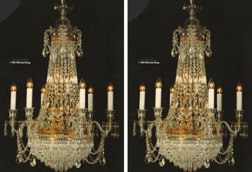 Set van 2 identieke 14-lichts Boheems kristallen kroonluchte beschikbaar voor biedingen