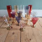 Lucky Vintage gekleurde vintage harlekijn glazen, Verzamelen, Glas en Borrelglaasjes, Ophalen, Overige typen, Zo goed als nieuw