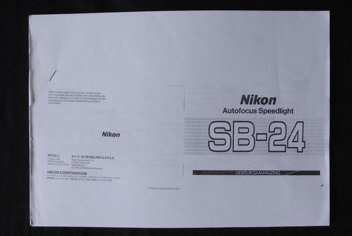 Fotokopie Handleiding NL SB-24 Nikon A4-formaat ( manual ), Audio, Tv en Foto, Fotografie | Flitsers, Zo goed als nieuw, Nikon
