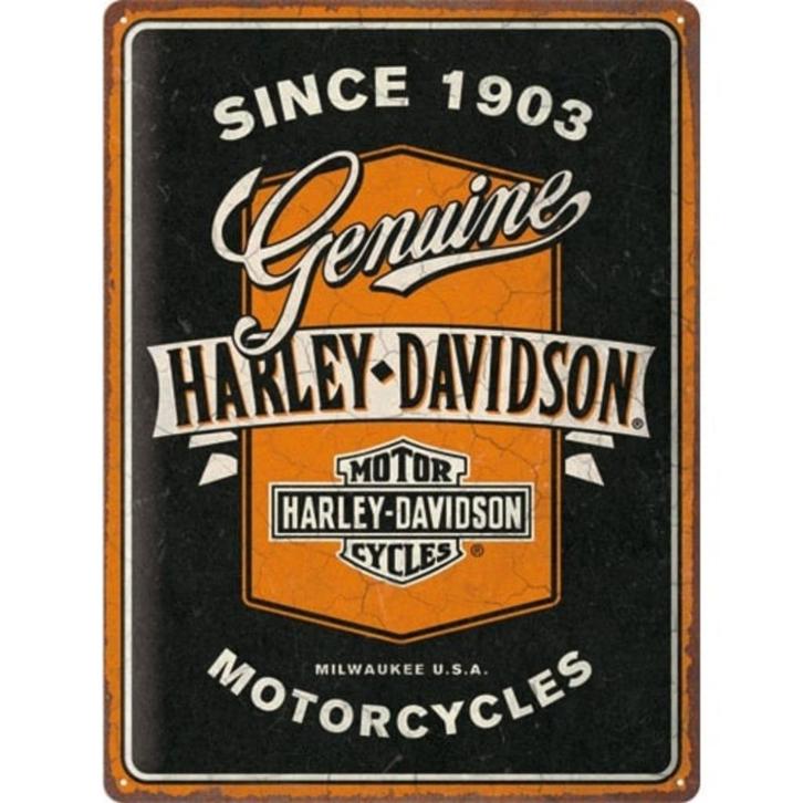 Harley Davidson motorcycles 1903 relief reclamebord metaal, Verzamelen, Automerken, Motoren en Formule 1, Nieuw, Auto's, Verzenden